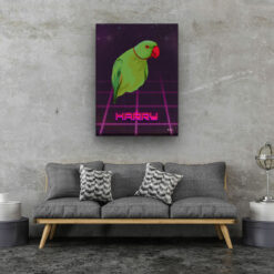 Custom Retro Arcade Style Bird Portrait - Pet illustration from photo - Invaders Canvas 20 retro arcade pet portrait illustrations bird invaders living room