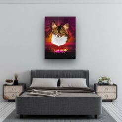 Custom Retro Arcade Style Cat Portrait - Pet illustration from photo - California Canvas 13 retro arcade pet portrait illustrations cat california bedroom