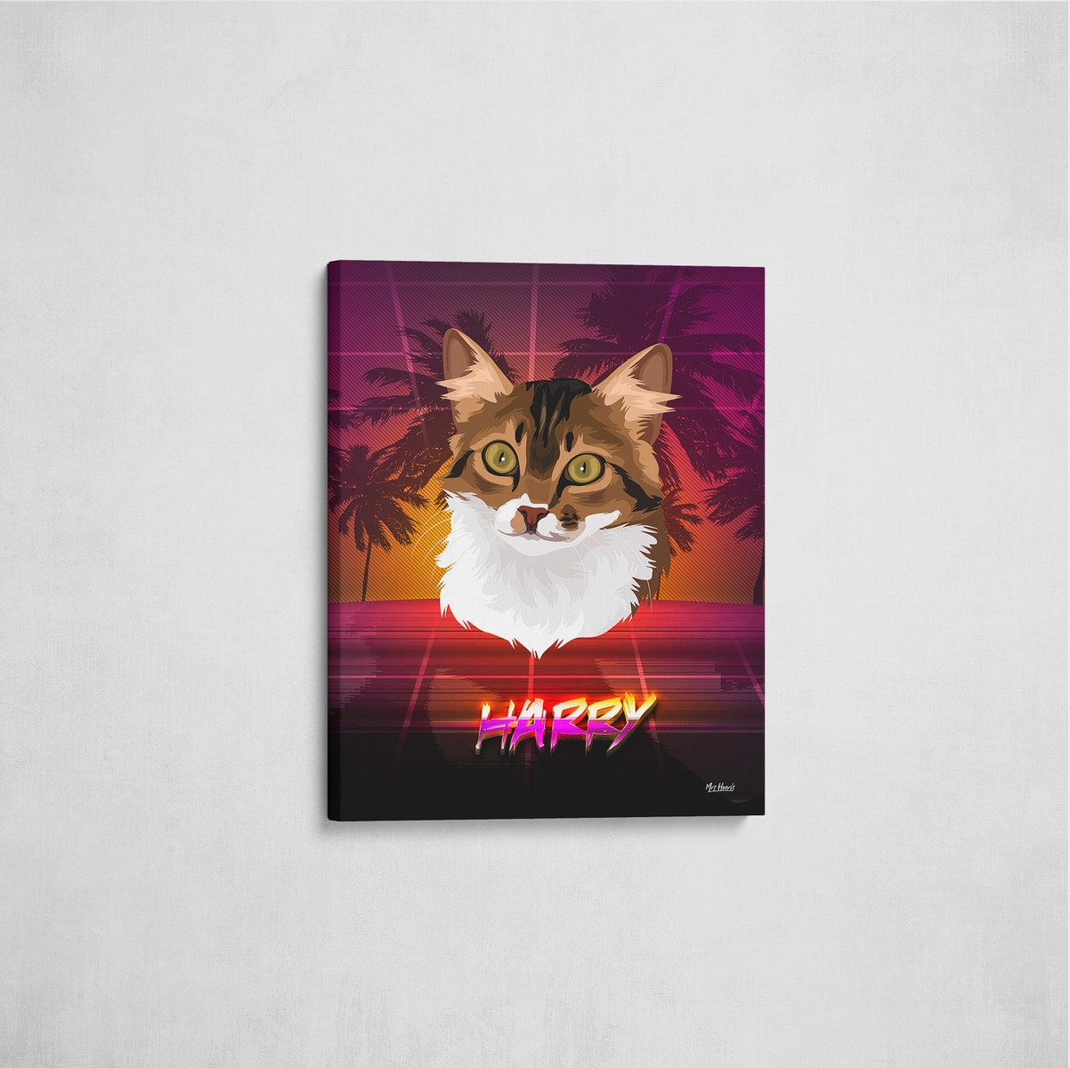 Custom Retro Arcade Style Cat Portrait - Pet illustration from photo - California Canvas 7 Custom Retro Arcade Style Cat Portrait - Pet illustration from photo - California Canvas - Image 5