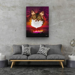 Custom Retro Arcade Style Cat Portrait - Pet illustration from photo - California Canvas 20 retro arcade pet portrait illustrations cat california living room