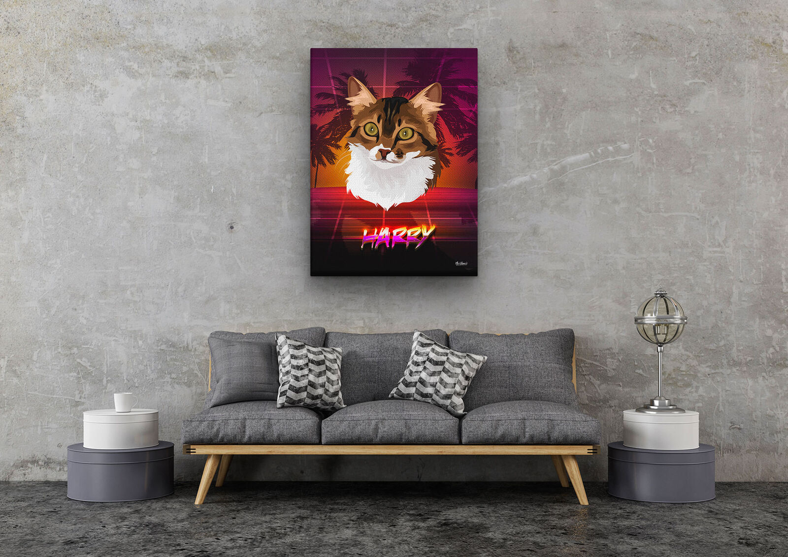 Custom Retro Arcade Style Cat Portrait - Pet illustration from photo - California Canvas 11 Custom Retro Arcade Style Cat Portrait - Pet illustration from photo - California Canvas - Image 9