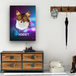retro arcade pet portrait illustrations cat fever hall