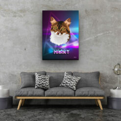retro arcade pet portrait illustrations cat fever living room