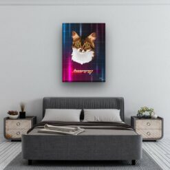 Custom Retro Arcade Style Cat Portrait - Pet illustration from photo - Hyperspeed Canvas 13 retro arcade pet portrait illustrations cat hyperspeed bedroom