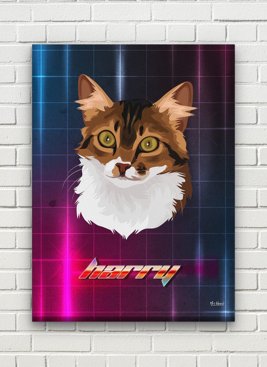 Custom Retro Arcade Style Cat Portrait - Pet illustration from photo - Hyperspeed Canvas 8 Custom Retro Arcade Style Cat Portrait - Pet illustration from photo - Hyperspeed Canvas - Image 6