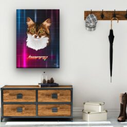 Custom Retro Arcade Style Cat Portrait - Pet illustration from photo - Hyperspeed Canvas 19 retro arcade pet portrait illustrations cat hyperspeed hall