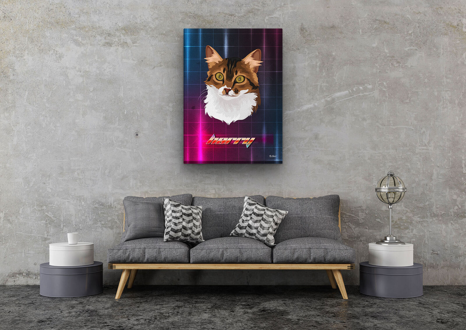 Custom Retro Arcade Style Cat Portrait - Pet illustration from photo - Hyperspeed Canvas 11 Custom Retro Arcade Style Cat Portrait - Pet illustration from photo - Hyperspeed Canvas - Image 9