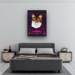 Custom Retro Arcade Style Cat Portrait - Pet illustration from photo - Invaders Canvas 13 retro arcade pet portrait illustrations cat invaders bedroom
