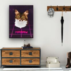 Custom Retro Arcade Style Cat Portrait - Pet illustration from photo - Invaders Canvas 19 retro arcade pet portrait illustrations cat invaders hall