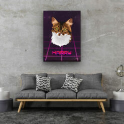 Custom Retro Arcade Style Cat Portrait - Pet illustration from photo - Invaders Canvas 20 retro arcade pet portrait illustrations cat invaders living room
