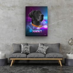 Custom Retro Arcade Style Dog Portrait - Pet illustration from photo - Fever Canvas 20 retro arcade pet portrait illustrations dog fever living room