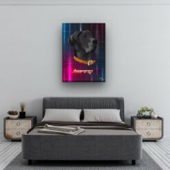 Custom Retro Arcade Style Dog Portrait - Pet illustration from photo - Hyperspeed Canvas 13 retro arcade pet portrait illustrations dog hyperspeed bedroom