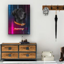 Custom Retro Arcade Style Dog Portrait - Pet illustration from photo - Hyperspeed Canvas 19 retro arcade pet portrait illustrations dog hyperspeed hall