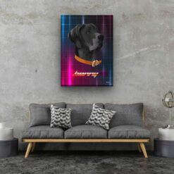Custom Retro Arcade Style Dog Portrait - Pet illustration from photo - Hyperspeed Canvas 20 retro arcade pet portrait illustrations dog hyperspeed living room