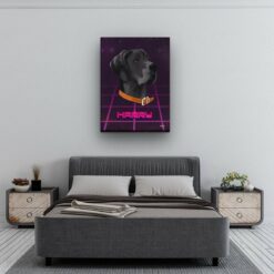 retro arcade pet portrait illustrations dog invaders bedroom