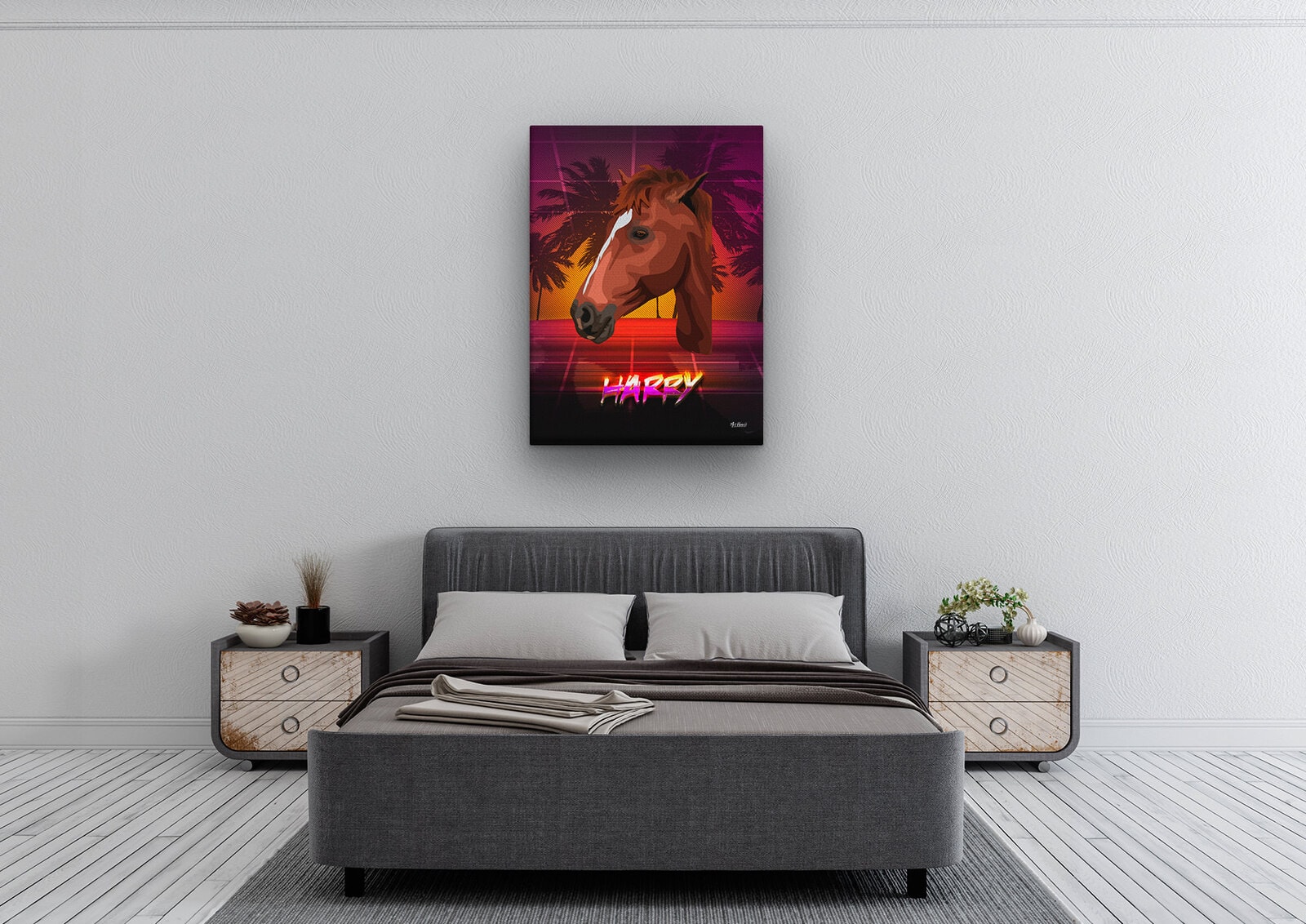 Custom Retro Arcade Style Horse Portrait - Pet illustration from photo - California Canvas 4 Custom Retro Arcade Style Horse Portrait - Pet illustration from photo - California Canvas - Image 2