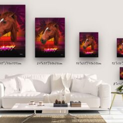 Custom Retro Arcade Style Horse Portrait - Pet illustration from photo - California Canvas 14 retro arcade pet portrait illustrations horse california canvas size comparison