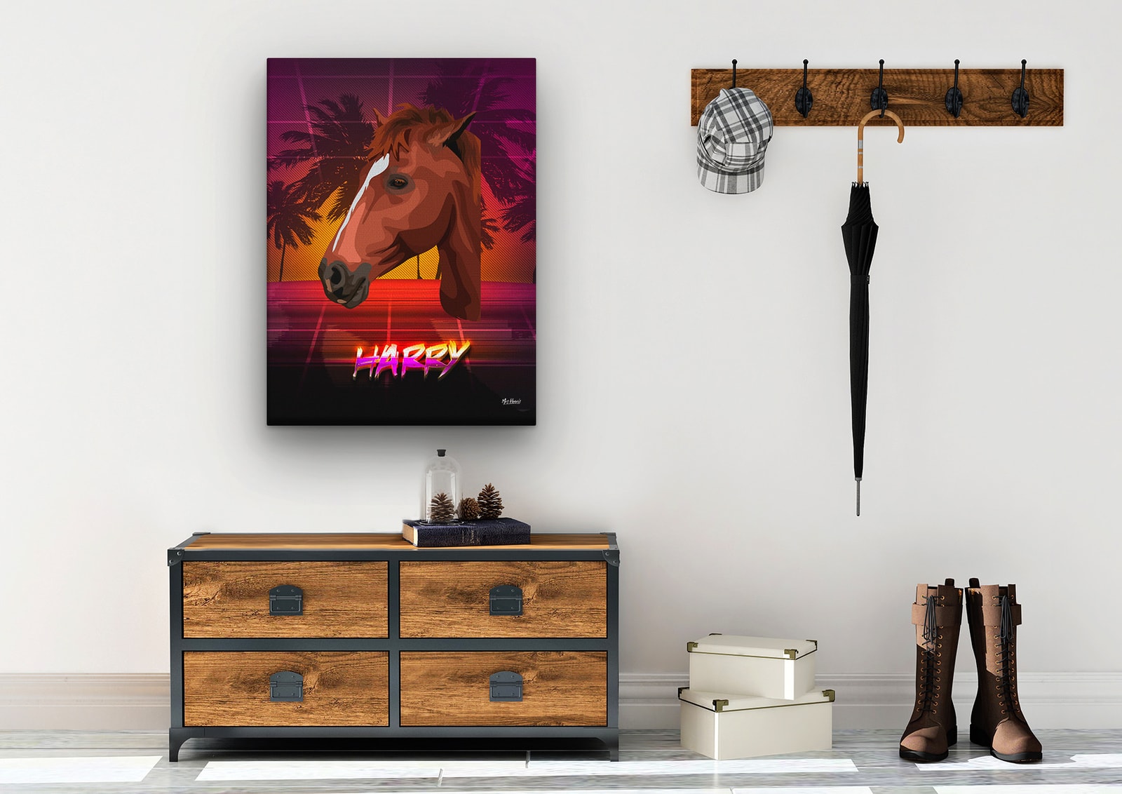 Custom Retro Arcade Style Horse Portrait - Pet illustration from photo - California Canvas 10 Custom Retro Arcade Style Horse Portrait - Pet illustration from photo - California Canvas - Image 8