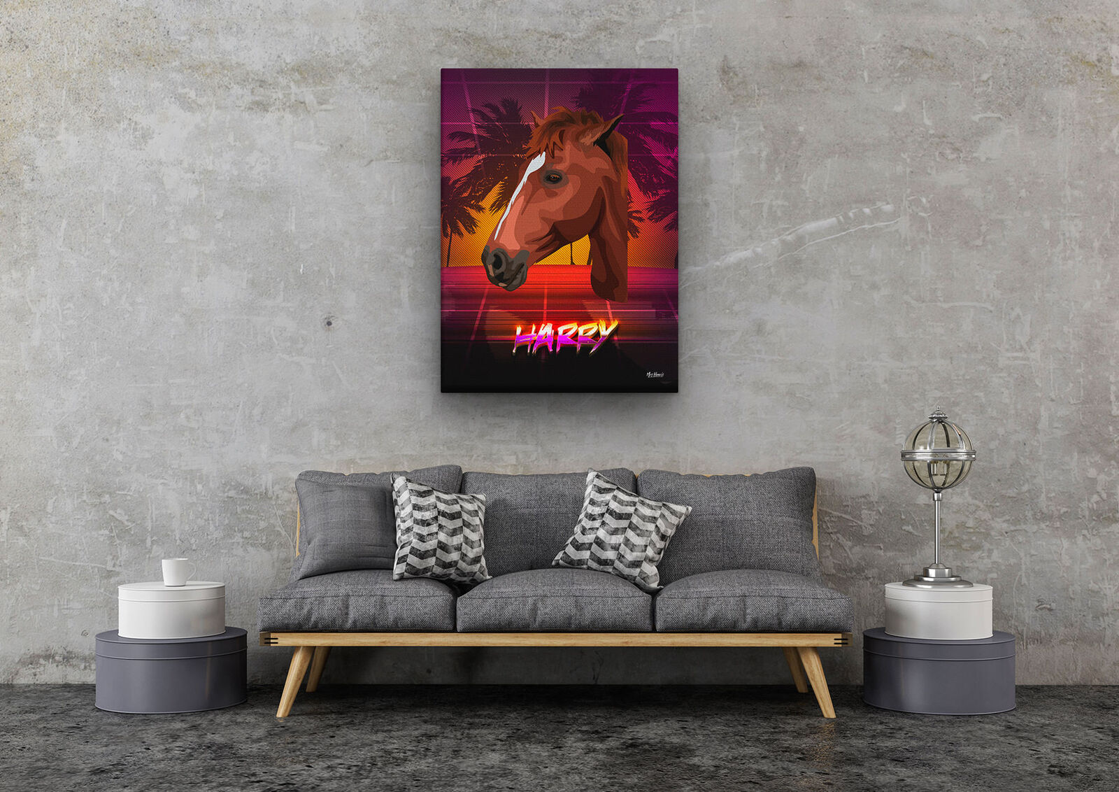 Custom Retro Arcade Style Horse Portrait - Pet illustration from photo - California Canvas 11 Custom Retro Arcade Style Horse Portrait - Pet illustration from photo - California Canvas - Image 9