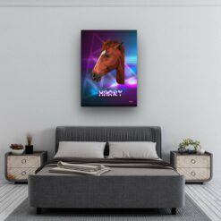 Custom Retro Arcade Style Horse Portrait - Pet illustration from photo - Fever Canvas 13 retro arcade pet portrait illustrations horse fever bedroom
