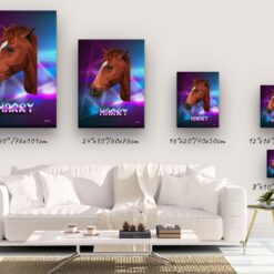 Custom Retro Arcade Style Horse Portrait - Pet illustration from photo - Fever Canvas 14 retro arcade pet portrait illustrations horse fever canvas size comparison