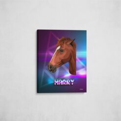 Custom Retro Arcade Style Horse Portrait - Pet illustration from photo - Fever Canvas 16 retro arcade pet portrait illustrations horse fever front view angled wall