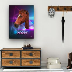 Custom Retro Arcade Style Horse Portrait - Pet illustration from photo - Fever Canvas 19 retro arcade pet portrait illustrations horse fever hall