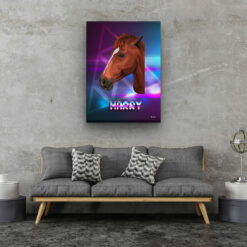 Custom Retro Arcade Style Horse Portrait - Pet illustration from photo - Fever Canvas 20 retro arcade pet portrait illustrations horse fever living room