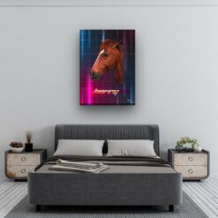 Custom Retro Arcade Style Horse Portrait - Pet illustration from photo - Hyperspeed Canvas 13 retro arcade pet portrait illustrations horse hyperspeed bedroom