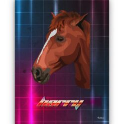 Custom Retro Arcade Style Horse Portrait - Pet illustration from photo - Hyperspeed Canvas 18 retro arcade pet portrait illustrations horse hyperspeed front view white