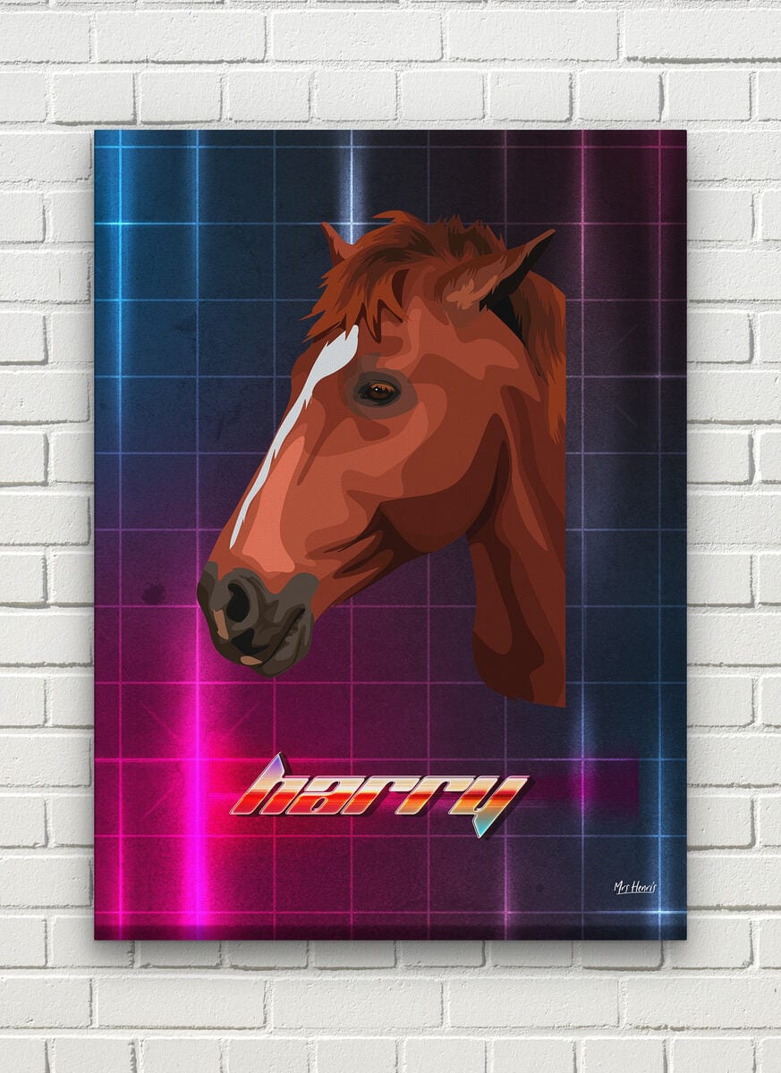 Custom Retro Arcade Style Horse Portrait - Pet illustration from photo - Hyperspeed Canvas 8 Custom Retro Arcade Style Horse Portrait - Pet illustration from photo - Hyperspeed Canvas - Image 6