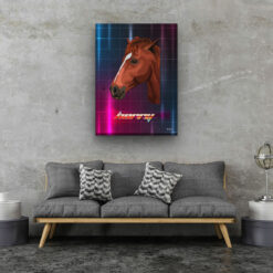 Custom Retro Arcade Style Horse Portrait - Pet illustration from photo - Hyperspeed Canvas 20 retro arcade pet portrait illustrations horse hyperspeed living room