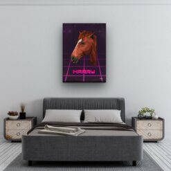 Custom Retro Arcade Style Horse Portrait - Pet illustration from photo - Invaders Canvas 13 retro arcade pet portrait illustrations horse invaders bedroom