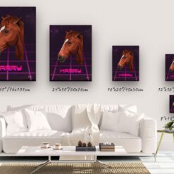 Custom Retro Arcade Style Horse Portrait - Pet illustration from photo - Invaders Canvas 14 retro arcade pet portrait illustrations horse invaders canvas size comparison
