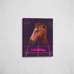 Custom Retro Arcade Style Horse Portrait - Pet illustration from photo - Invaders Canvas 16 retro arcade pet portrait illustrations horse invaders front view angled wall