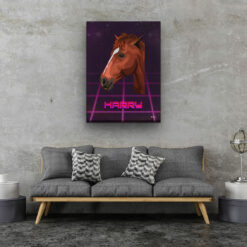 Custom Retro Arcade Style Horse Portrait - Pet illustration from photo - Invaders Canvas 20 retro arcade pet portrait illustrations horse invaders living room