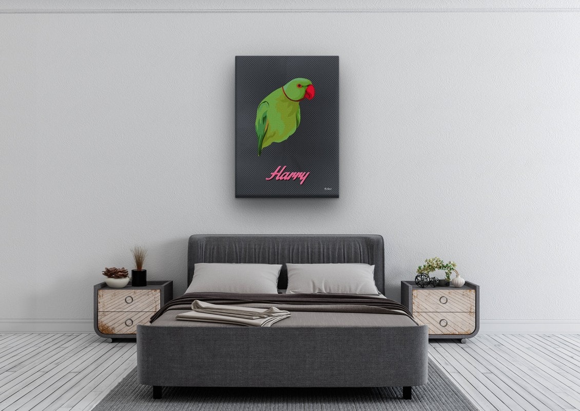 retro pet portrait illustrations bird bubblegum bedroom