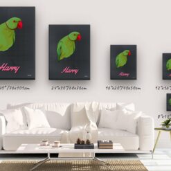 retro pet portrait illustrations bird bubblegum canvas size comparison