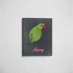 retro pet portrait illustrations bird bubblegum front view angled wall