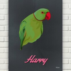 retro pet portrait illustrations bird bubblegum front view white bricks