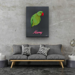 retro pet portrait illustrations bird bubblegum living room