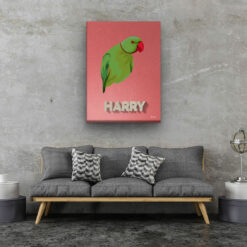 retro pet portrait illustrations bird decking living room