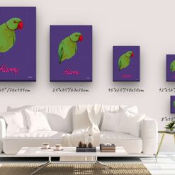 retro pet portrait illustrations bird deep purple canvas size comparison