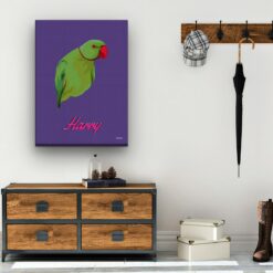 retro pet portrait illustrations bird deep purple hall