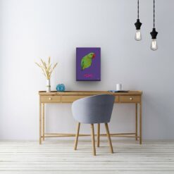 retro pet portrait illustrations bird deep purple office
