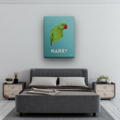Custom Mid Century Retro Style Bird Portrait - Pet illustration from photo - Mint Art Deco Canvas 13 retro pet portrait illustrations bird mint art deco bedroom