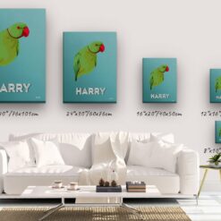 Custom Mid Century Retro Style Bird Portrait - Pet illustration from photo - Mint Art Deco Canvas 14 retro pet portrait illustrations bird mint art deco canvas size comparison