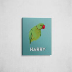 Custom Mid Century Retro Style Bird Portrait - Pet illustration from photo - Mint Art Deco Canvas 16 retro pet portrait illustrations bird mint art deco front view angled wall