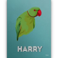 Custom Mid Century Retro Style Bird Portrait - Pet illustration from photo - Mint Art Deco Canvas 18 retro pet portrait illustrations bird mint art deco front view white
