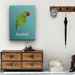 Custom Mid Century Retro Style Bird Portrait - Pet illustration from photo - Mint Art Deco Canvas 19 retro pet portrait illustrations bird mint art deco hall